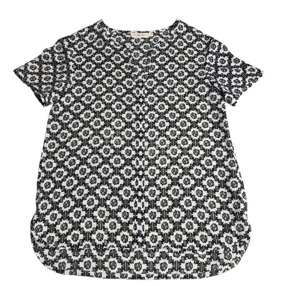 Tory Burch Floral Boho Blouse Shirt Oversized XS Flowy Luxury Resortwear